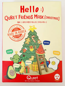 QURET - Hello Quret Friends Mask [Variety 10 Pack] (Limited Christmas Edition _ Banana X2, Cactus X2, Egg X2,  Watermelon X2, Avocado X2)