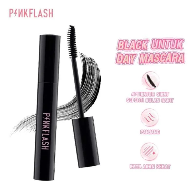 PINK FLASH-E08 Black Oil- proof Curl Mascara-2# Long